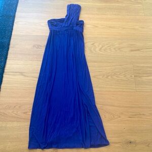 T-Bags Los Angeles one shoulder jersey maxi dress in blue.  Size Medium.